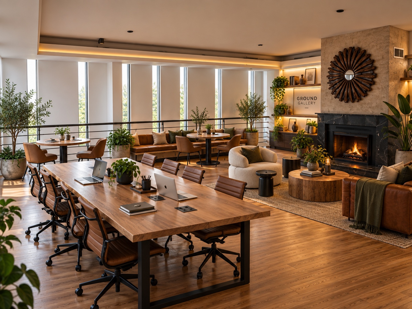 Conceptual Ground Gallery workspace and hospitality lounge